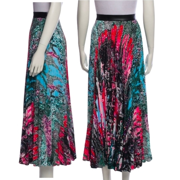 Christopher Kane “Mindscape” Pleated Midi Skirt – Size 6, Mutlicolor, NWT - Picture 3 of 13